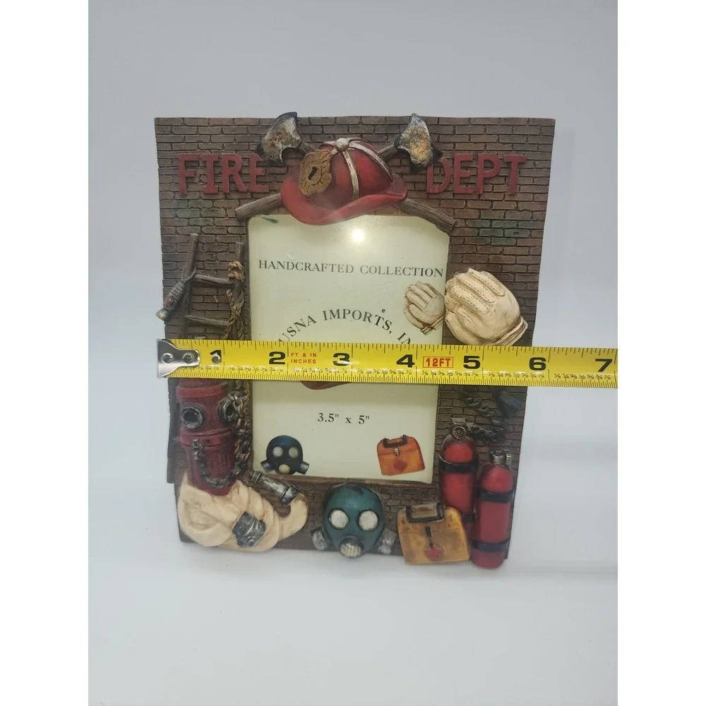 Husna Imports Fire Dept 3D Resin Picture Frame 3.5x5 Firefighter Gift